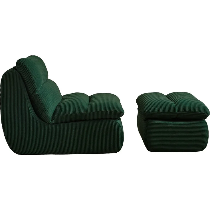 Beanbag Sofa aus Cord mit Fußhocker, 101x81x75 cm, Grün – Bild 7