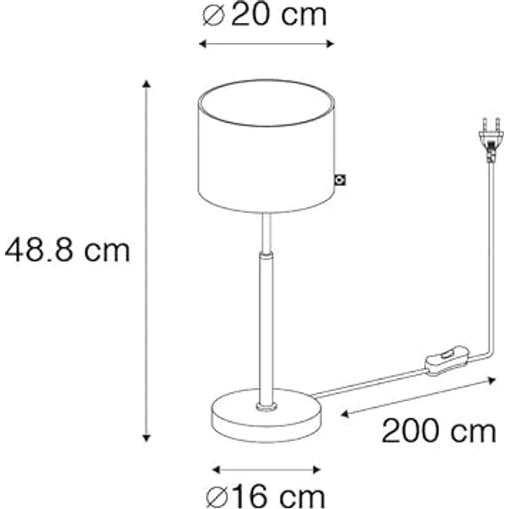 QAZQA VT 1 Moderne Tischlampe, Stoffschirm schwarz mit goldener Innenseite, E27, LED geeignet, 48,8 cm Höhe – Bild 4