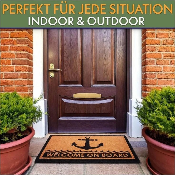 BRUBAKER Fußmatte Welcome on Board - 45 x 75 cm Schmutzfangmatte - Anker, Rechteckig, Höhe: 15 mm, Fußmatte für Außen und Innen aus Kokos - Wetterfest und Rutschfest – Bild 3