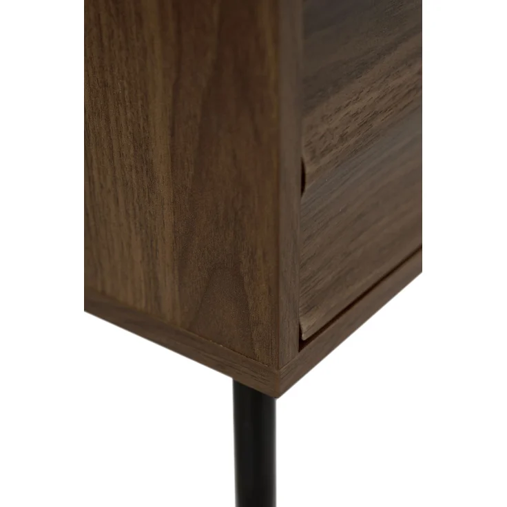 Nachtkonsole >Falun< in Dekor Nussbaum 3D-Fronten in Wellenoptik - 40x55x39cm (BxHxT) – Bild 4