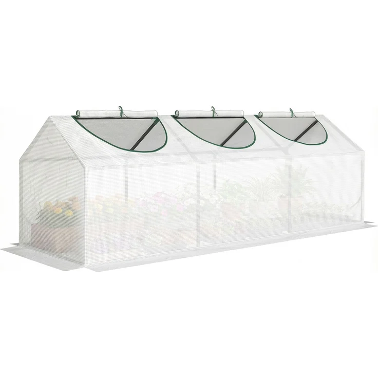 MELAYR, Mini-Gewächshaus mit 3 aufrollbaren Fenstern, hochdichter PE-Folie (140 g/m²), 180 x 60 x 60 cm, weiß – Bild 1