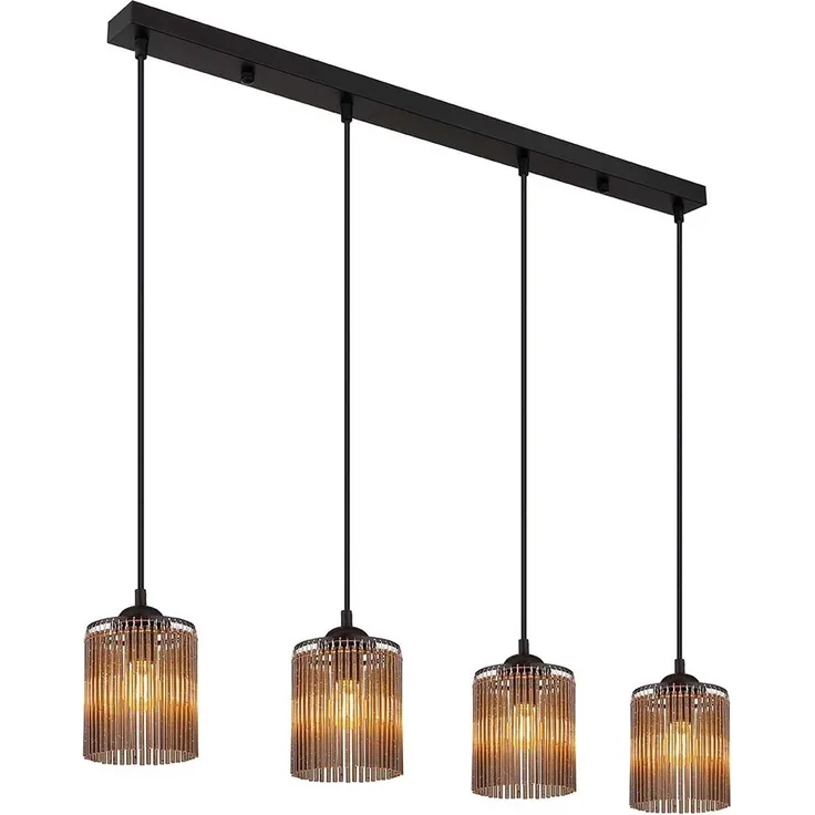 Pendelleuchte, rauchfarben, schwarz, H 133 cm