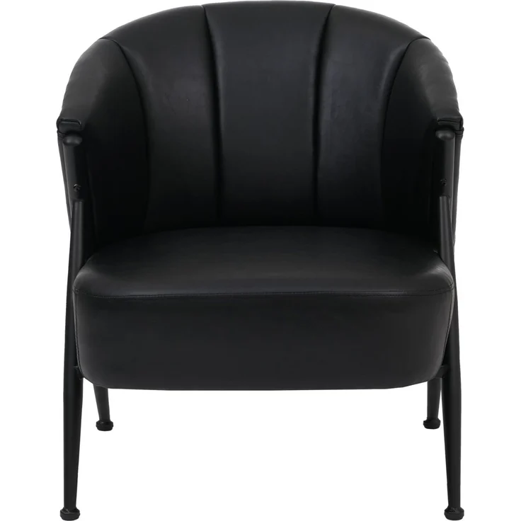 Sessel HWC-P30, Polster-/Cocktail-/Clubsessel Lounge Chair Vintage Retro Industrial Metall Kunstleder ~ schwarz – Bild 5