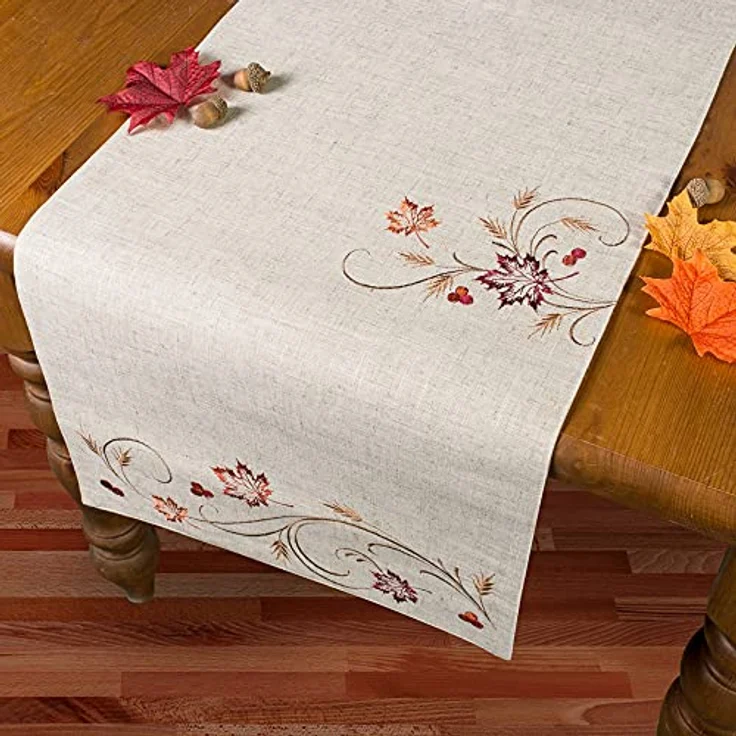 DII Tischdekorationskollektion Herbst Innendekoration, Thanksgiving, Polyester, Herbstweizen, Table Runner, 14x108 – Bild 2