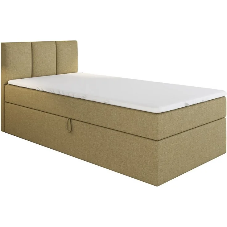 A&J MöbelLand GmbH Boxspringbett Einzelbett NASI mit Bettkasten, Topper und gepolstertem Kopfteil. (Boxspringbett mit Bettkasten und gepolstertem Kopfteil. Inclusive Topper !, TOP ANGEBOT), Länge 208 cm Höhe 106 cm