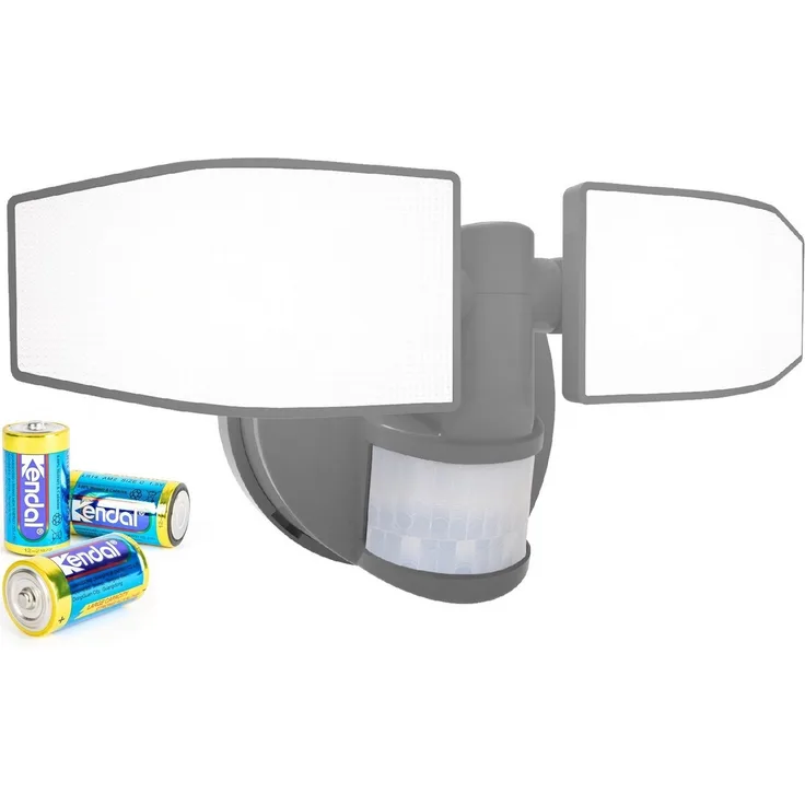 Northpoint LED Wandstrahler Bewegungsmelder 2 Fluter-Köpfe Schwenkbar Batterie 400L