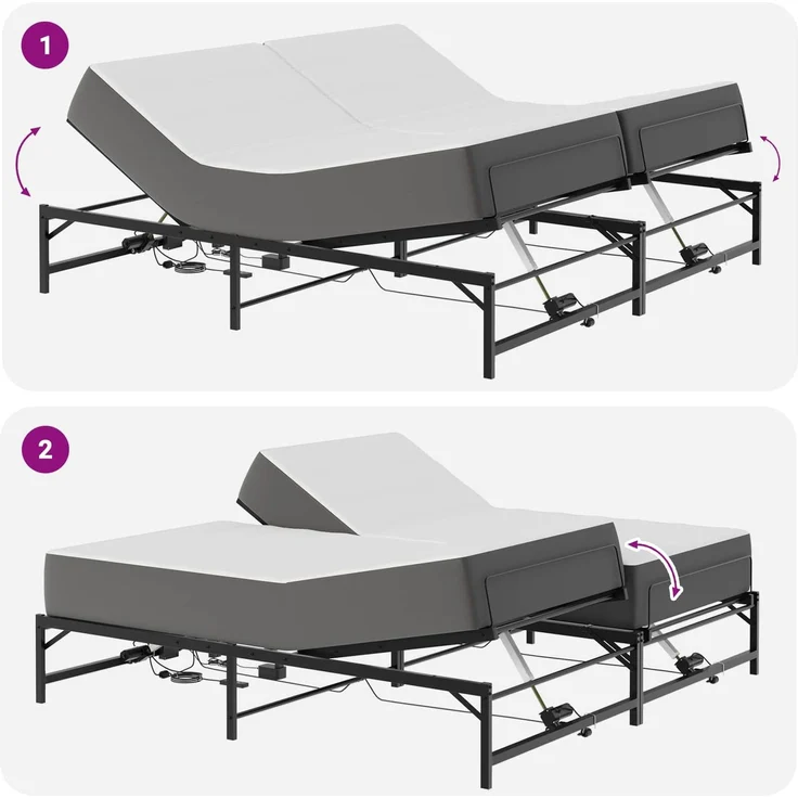 vidaXL Elektrisch verstellbares Bettgestell Schwarz 200 x 200 cm Stahl 3438627 – Bild 10