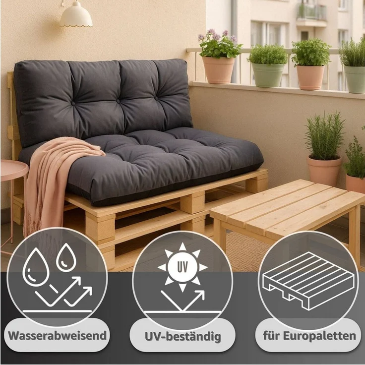Amazinggirl Palettenkissen Outdoor Kissen Auflagen für Paletten Europaletten und Palettensofa – Bild 2