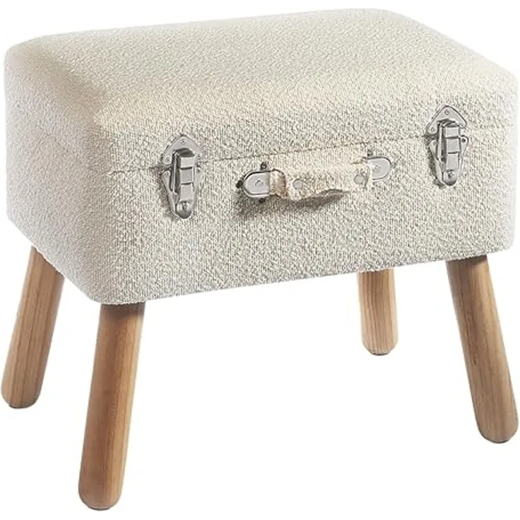 Kobolo Sitzhocker Kofferhocker Polsterhocker aus Textil in weiß (1 Stück)