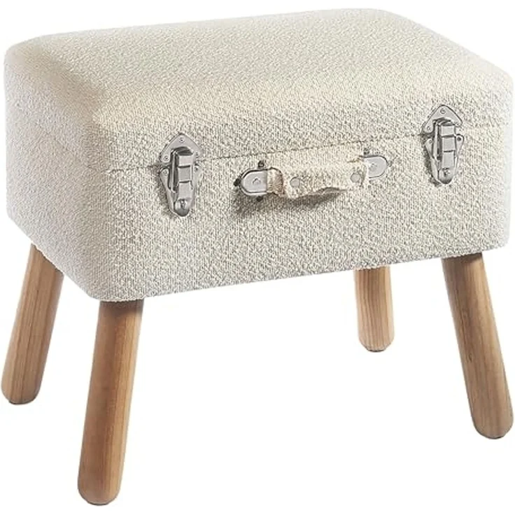 Kobolo Sitzhocker Kofferhocker Polsterhocker aus Textil in weiß (1 Stück) – Bild 1