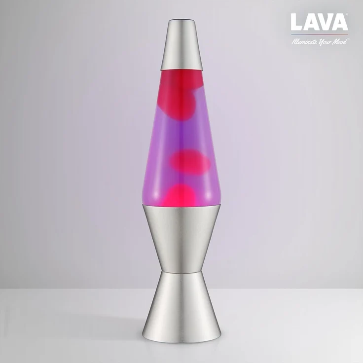 Lava® Lampe Pink/Lila silberner Fuß 37 cm – Bild 2