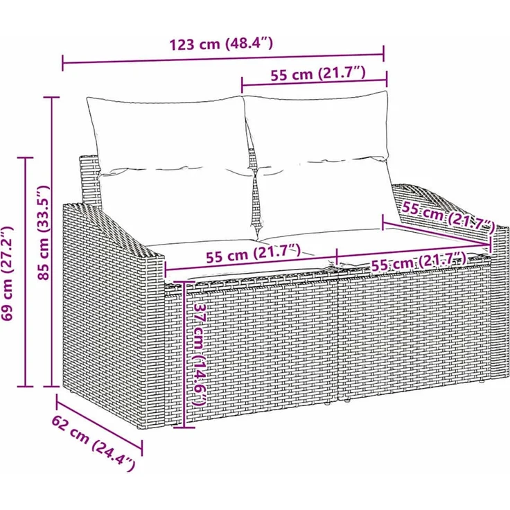 vidaXL Sofa Set 8 stk. Hellgrau 55 x 55 x 37 cm 3346632 – Bild 9