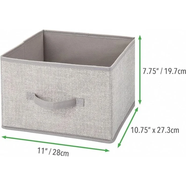 Aufbewahrungsbox mDesign Stoffbox mit Griff Kunstfaser 2er Set hellgrau/leinen – Bild 5