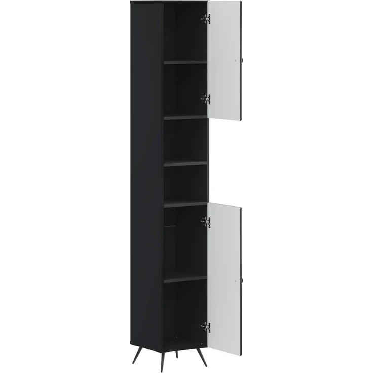 vidaXL Badezimmerschrank mit offenem Regal BREDA Schwarz 897476 – Bild 3