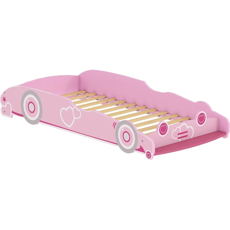 JARDJ Autoförmiges Kinderbett für 3- bis 5-Jährige mit erhöhten Sicherheitsseiten, 140 x 70 cm, Rosa – Bild 2