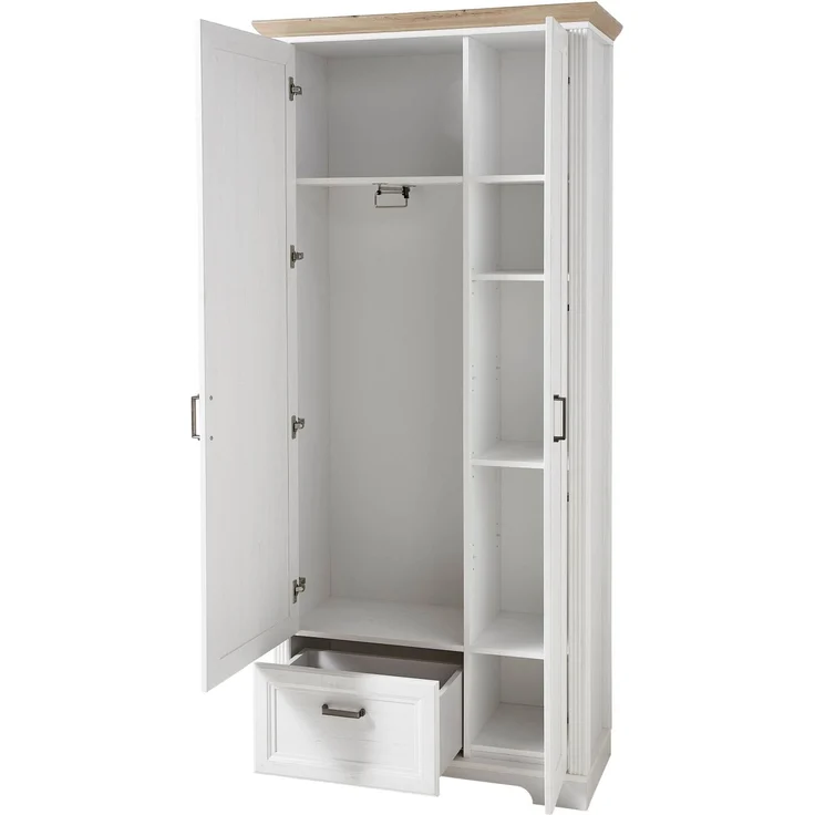 Komplett Garderobe JASMIN UH83 Pinie weiß 5-teilig mit Sitzbank – Bild 3