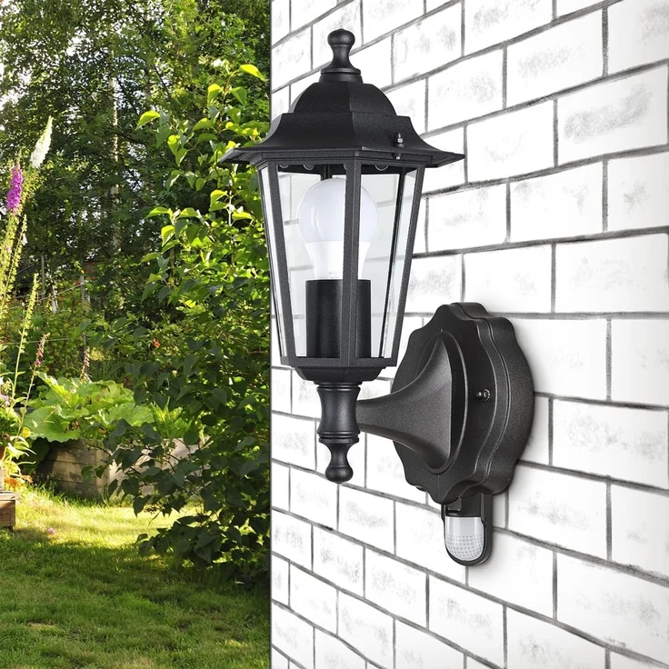 MONZANA® Wandleuchte mit Bewegungsmelder, IP44, wetterfest, Aluminiumguss, E27, Außenleuchte & Außenwandleuchte, Laterne für Außenwand – Bild 2