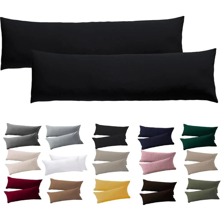 Seitenschläferbezug Reißverschluss 40 x 145 cm 2 Stück Schwarz – Bild 1