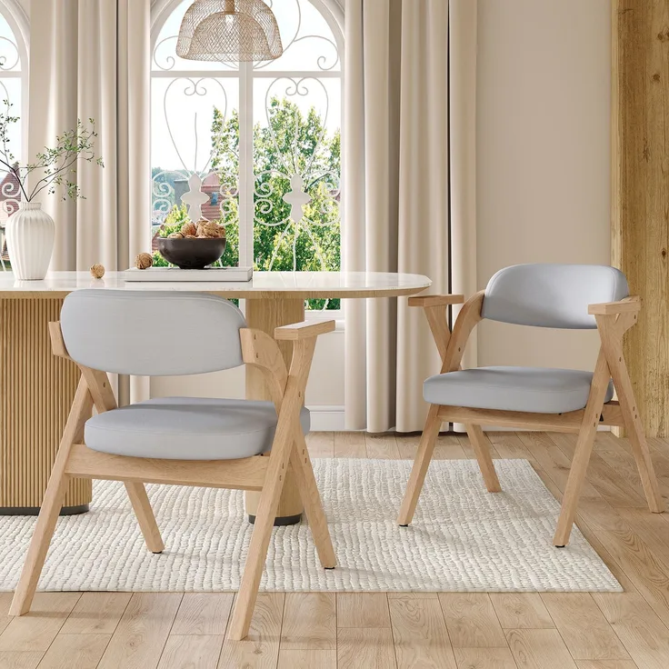 2 klappbare Esszimmerstühle, Esszimmerstühle aus Massivholz, bequem und atmungsaktiv, faltbar und verstaubar, geeignet für Esszimmer, Wohnzimmer, Café, moderner Stil, Leinen, grau--Herde--64.5x66.5x76cm--YOUDENOVA
