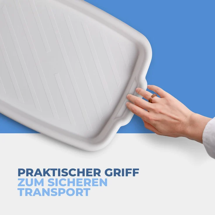 Serviertablett Servierplatte mit Griffen - Frühstückstablett für Kaffee, Tee, Essen - Rechteckig ( Weiß ) 45cm x 33cm x 3cm – Bild 8