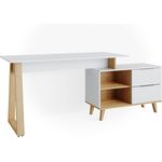 Vicco 'Nautica' Eckschreibtisch mit Ablage, Eiche Skandi, weiß