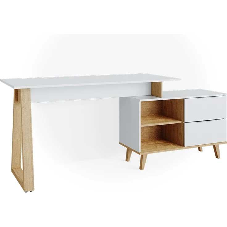 Vicco 'Nautica' Eckschreibtisch mit Ablage, Eiche Skandi, weiß – Bild 1