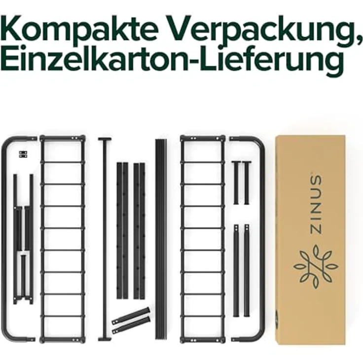 Zinus Florence Bett 90x200 cm - Höhe 30 cm mit Unterbettstauraum - Metall-Plattformbettrahmen mit Kopfteil und Fußteil - Schwarz – Bild 9