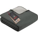 Ibena 'Dublin' Uni Doublefacedecke, Baumwollmischgewebe anthrazit/silber, 150x200cm