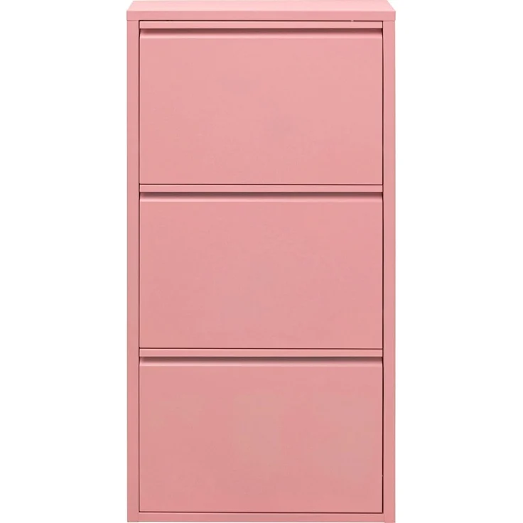 Kare Design Schuhschrank Caruso, Rosa, Stahl, mit 3 Klappen, Schuhablage für 6 Paar Schuhe, schmal, platzsparend, hoch, Schuhregal, Eingangsbereich, 103 x 50 x 15 cm (H/B/T) – Bild 1