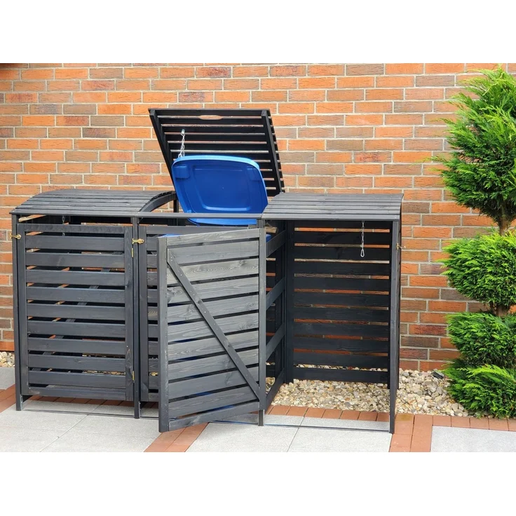 promadino Mülltonnenbox Vario V, für 3 x 240 l, anthrazit – Bild 3