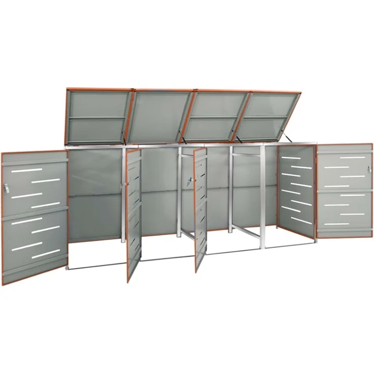vidaXL Mülltonnenbox für 4 Tonnen 276,5x77,5x112,5 cm Edelstahl 149565 – Bild 4