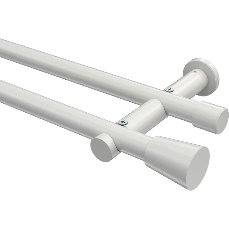 Gardinenstangen-Set Platon Sitra 160 cm, 2-läufig (ohne Ringe), 20 mm Ø Weiß