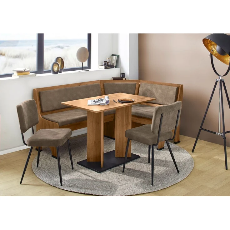 OTTO home Eckbankgruppe Theo (Set, 4-tlg. Tisch, Bank und 2 Stühle) 2 Farben wählbar, Bank links/rechts montierbar, mit Stauraum, Stühle im 2er Set – Bild 5