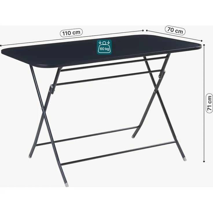 Klapptisch Sande Stahl 110x70x71 cm Schwarz [en. casa] – Bild 2