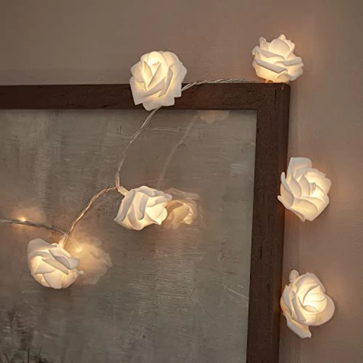 Lights4fun LED-Lichterkette 20er LED Rosen Lichterkette warmweiß batteriebetrieben – Bild 2