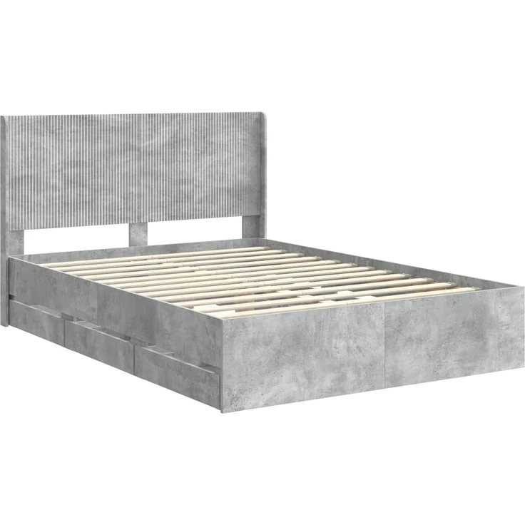 vidaXL Bettgestell mit Stauraum und Kopfteil Betongrau 140 x 200 cm 3413944 – Bild 4