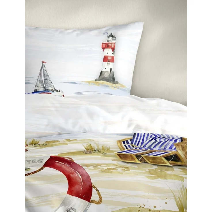 Bettwäsche Bierbaum Mako Satin 5330-20 Strand Maritim sand 135x200 – Bild 2