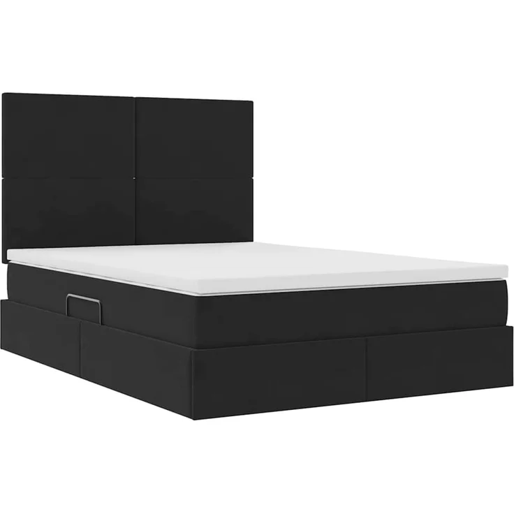 vidaXL Aufbewahrungsbett mit Matratze Schwarz 140 x 200 cm Samt 3371975 – Bild 5