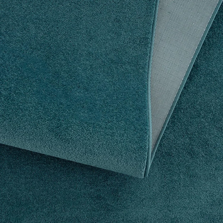 SANAT Kurzflor Teppich Wohnzimmer - Uni Modern Teppiche fürs Schlafzimmer, Arbeitszimmer, Büro, Flur, Kinderzimmer und Küche - Dunkelblau, 80x200 cm – Bild 6