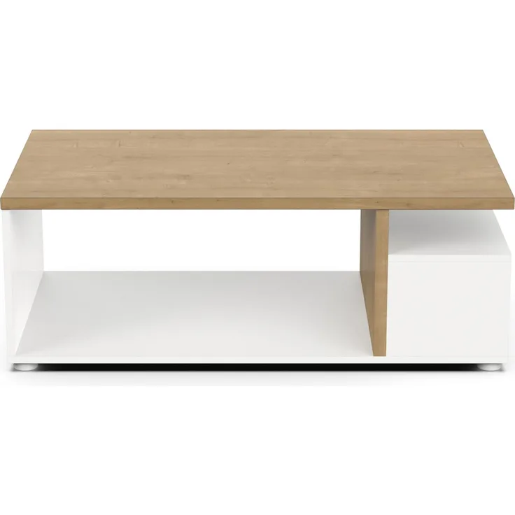 Calicosy 'ACCESS' Couchtisch 3 Nischen Eiche-Dekor und Weiß matt L91,8 cm - Helles Holz