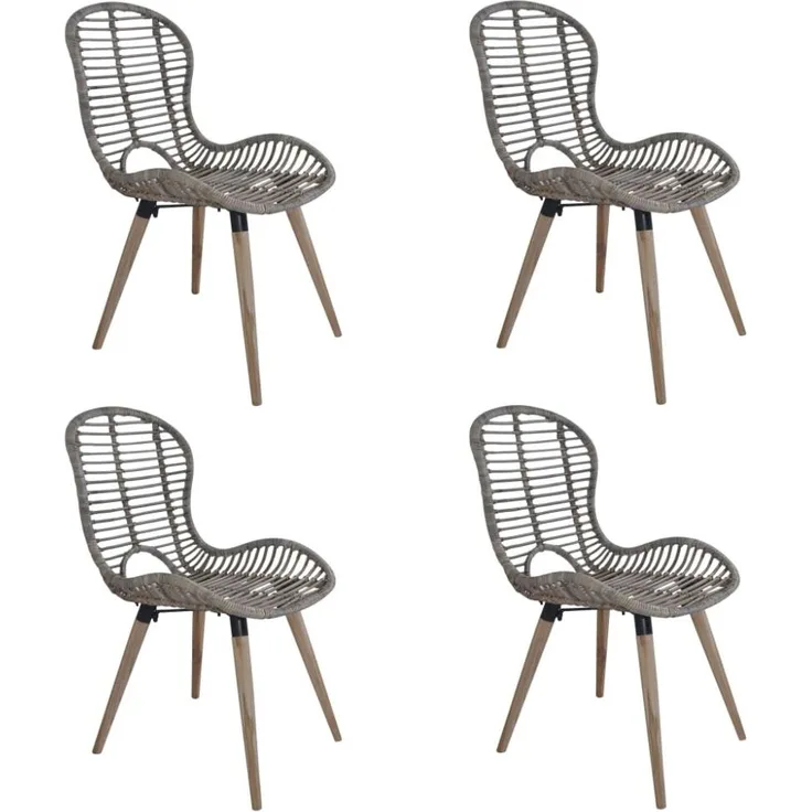 vidaXL Esszimmerstühle 4 Stk. Braun Natürliches Rattan 246854
