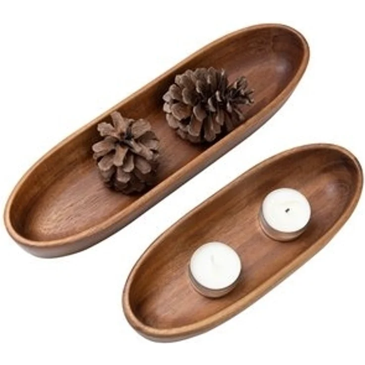 Navaris Aufbewahrungskorb 2er Set Holzschale 2x Dekoschale aus Akazienholz 2er Pack Schlüssel (1 St), Deko Schale Holzschüssel Set klein Holz Schüssel Set kleine Schalen – Bild 6