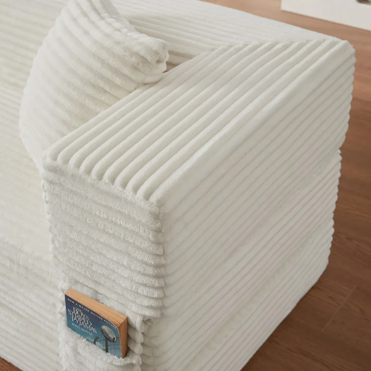 ZUBALIYA Schlafsofa, mit Schlaffunktion, H 60 × T 200 × B 76 cm, Weiß, Schaumstoff – Bild 9