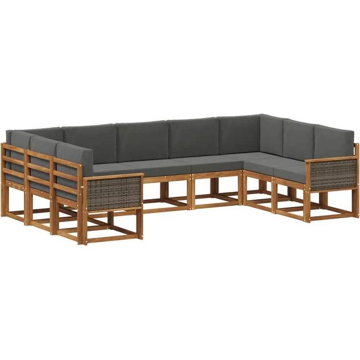 vidaXL Outdoor-Sofagarnitur 9 stk. 9-Sitzer Natur und Anthrazit 3385528 – Bild 2