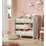 Songmics Kinderregal, Spielzeugregal, Bücherregal Kinder, mit 9 Aufbewahrungsboxen aus Vliesstoff, Kinderzimmer Regal, geräumig, 29,5 x 62,5 x 60 cm, wolkenweiß GKR033W10