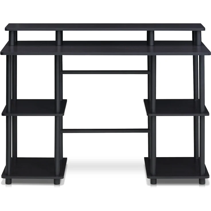 Furinno Computertisch/Schreibtisch mit unterschiedlichen Ablageflächen, Holz, Espresso/Schwarz, 48 x 113.03 x 86.11 cm – Bild 3