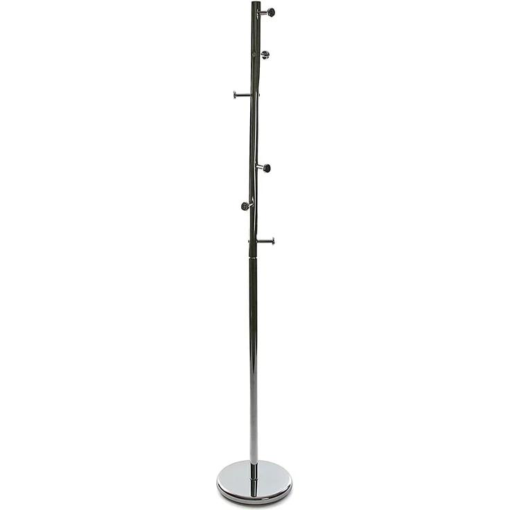Versa Ruan Minimalistischer Garderobenständer für den Eingangsbereich, mit 6 Haken oder Kleiderbügeln für Kleidung oder Taschen, Maßnahmen (H x L x B) 174 x 28 x 28 cm, Metall, Farbe: Silber – Bild 1