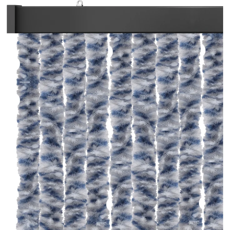 Flauschvorhang 100x200cm ( Meliert Blau/Weiß/Silber ), perfekter Insekten- und Sichtschutz für Ihre Balkon- und Terrassentür, viele Farben – Bild 1