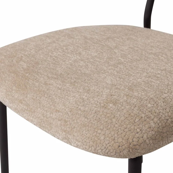 Esszimmerstuhl Kjeld 2er-Set aus Chenille, modern mit Metallgestell, natur, weich gepolstert – Bild 4
