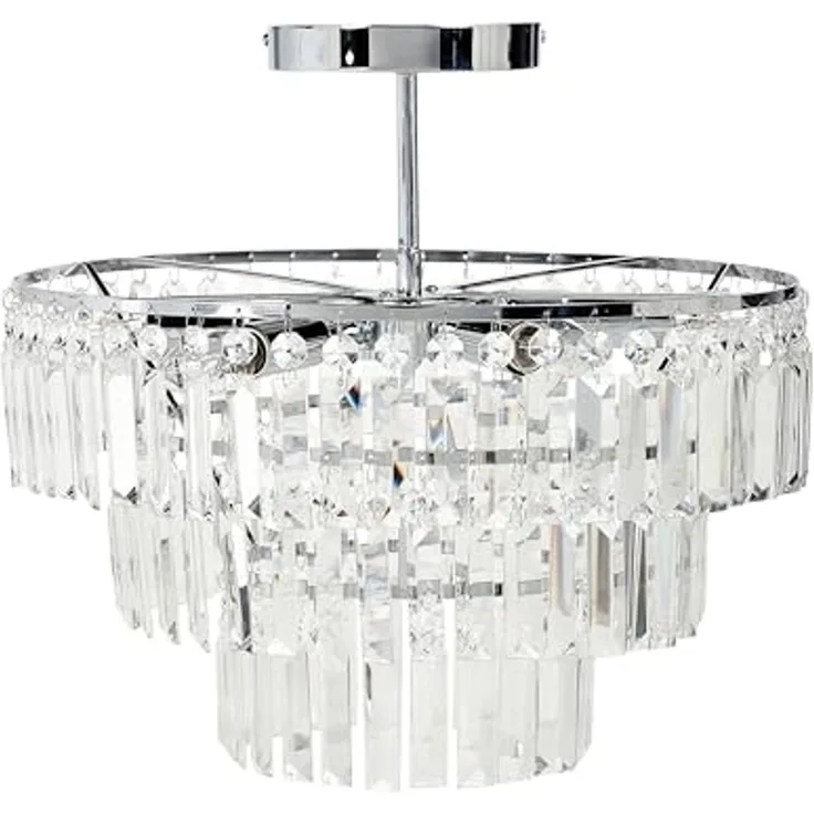 'Ameneiro' Kronleuchter 6-flammig, Metall transparent silber Kristall-Optik, 45 x 45 x 42 cm